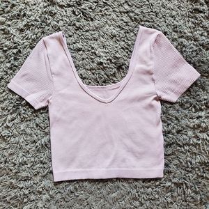 Lavender Cropped V-Neck Top, size XS/S